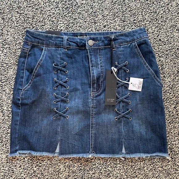 Black Label Dresses & Skirts - Black Label NWT Denim Skirt Tie Up Large Coastal Cowgirl